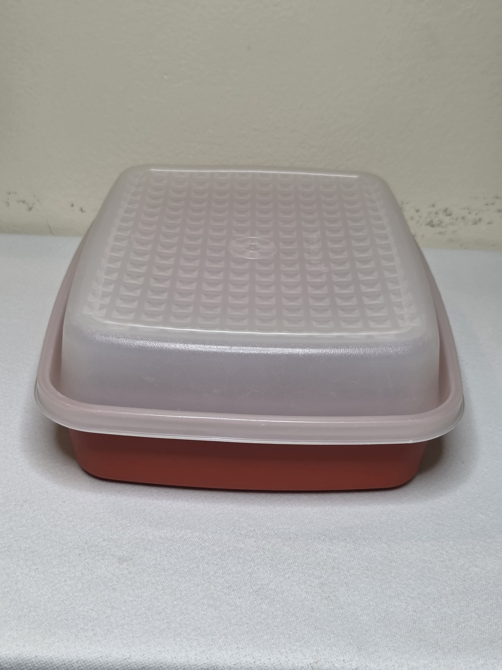 Tupperware Square Food Storage Container with Frosted Lid - Coral Pink Base